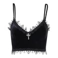 thumbnail image 2 of Tops cortos de moda para Mujer Macarena chaleco corsé de encaje camiseta sin mangas negro Macarena Crop Tops chaleco camisola, 2 of 8