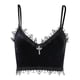 thumbnail image 1 of Top corto gótico de mujer camisola de encaje con tirantes finos corsé Negro jinwen Crop Tops chaleco camisola, 1 of 8
