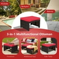 thumbnail image 4 of Barara King Wicker Ottomans, Outdoor Patio Ottomans, Foot Stool, 2 Pieces Patio Rattan Ottomans with Soft Cushion for Patio and Garden-Red, 4 of 8