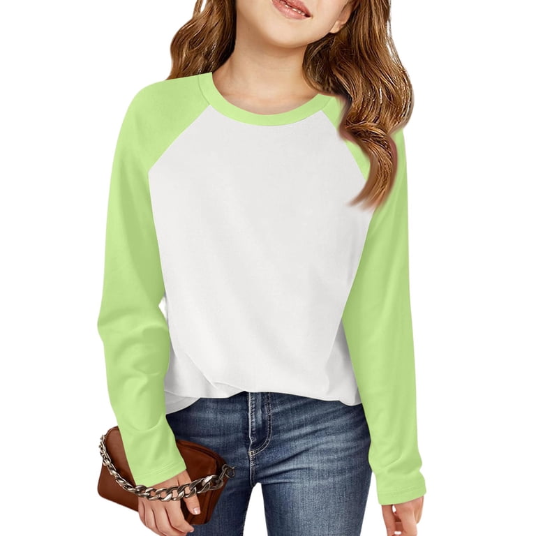 Crew Neck Green Black And White Outfit Grblisyd Boys Raglan Long Sleeve Shirts Fall Cute Black Shirts