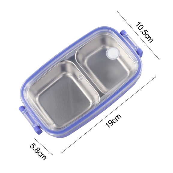 Compact Leak Proof Stainless Steel Lunch Box with 3 Compartments and Clear Lid for Easy Meal Organization and Transport (Blue)