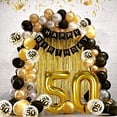 thumbnail image 4 of Decoración de Cumpleaños 50 Años Globo Helio Números 50 XXL Cortina Flecos Oro Negro Confeti Látex, 4 of 5