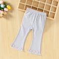 thumbnail image 2 of CPNG Girls Ruffle Leggings Bell Bottom Flare Pants Toddler Baby Girls Solid Color Stretchy Bell Bottoms Trousers(Grey,3-4 Years), 2 of 9