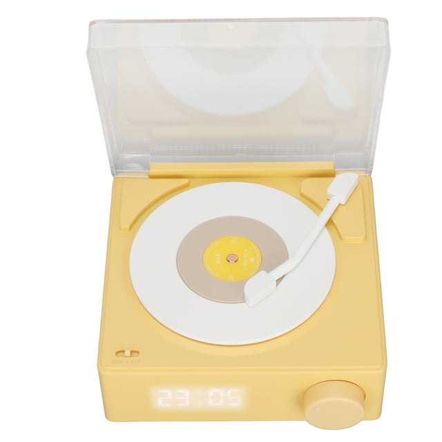 Altavoz De Reloj Despertador, 3 Modos De Reproducción Fonógrafo Brazo Oscilante Altavoz De Reloj Inalámbrico Para Reproducción De Música Cergrey Amarillo