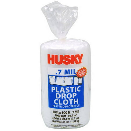 Husky Plastic Drop Cloth, 10' x 100' (Best Drop Cloths For Slipcovers)