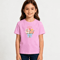 thumbnail image 2 of Girls Graphic Tees Flower Bouquet Floral Kids T Shirt Peace Joy 100% Cotton Short Sleeve Soft Tops 4-13Y, 2 of 5