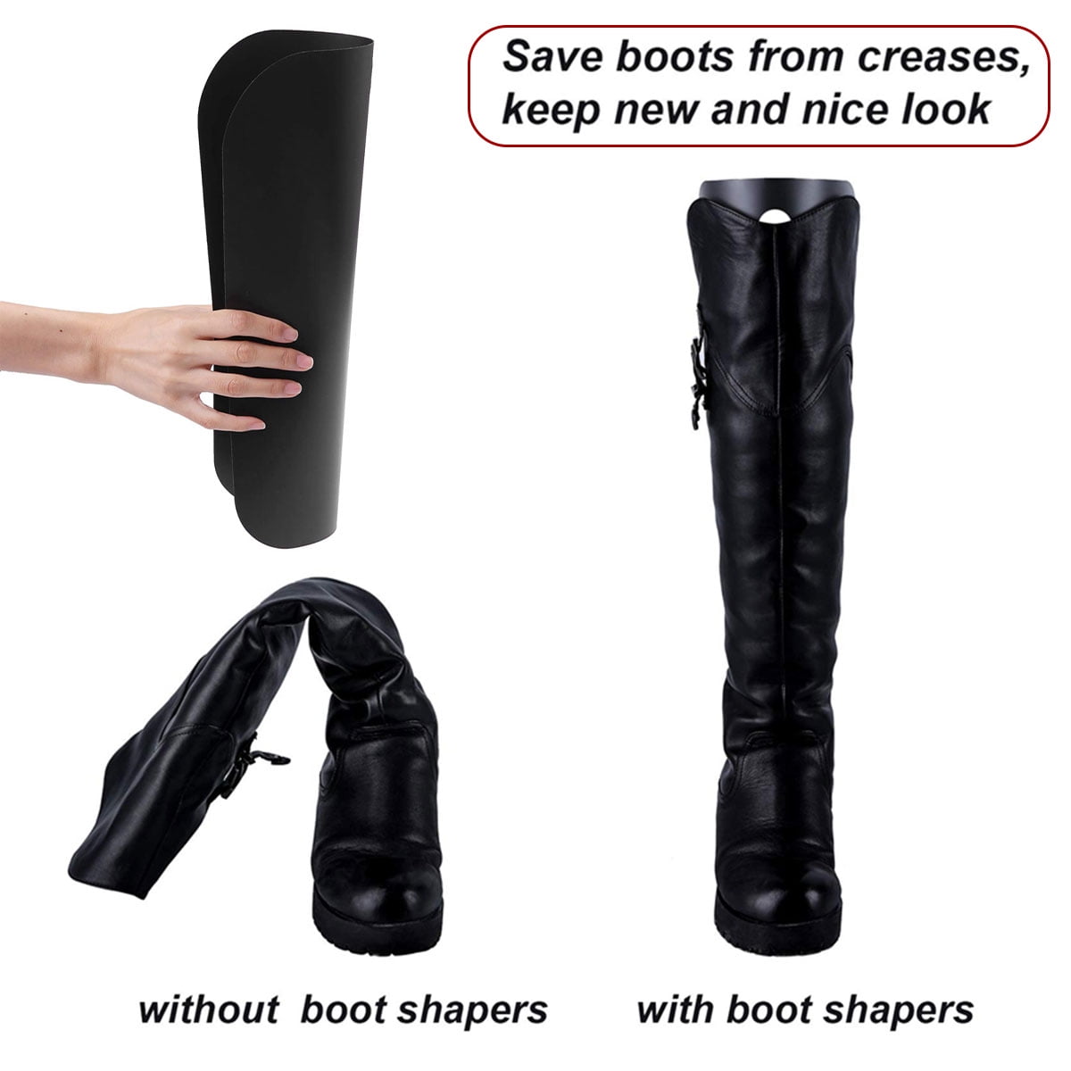 8 Pieces For 4 Pairs Of Boots TOOGOO Boot Shaper Form Inserts Tall Boot Support For Women And Men 12 Inch, 14 Inch And 16 Inch, Black 