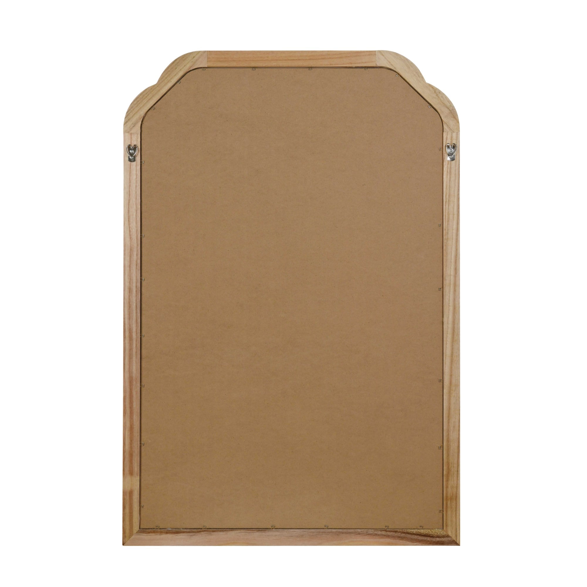 Leumius 24"x 36" Rounded Corner Mirror, Solid Wood Frame Decorative Mirror for Bedroom Bathroom Living Room Entryway Natural
