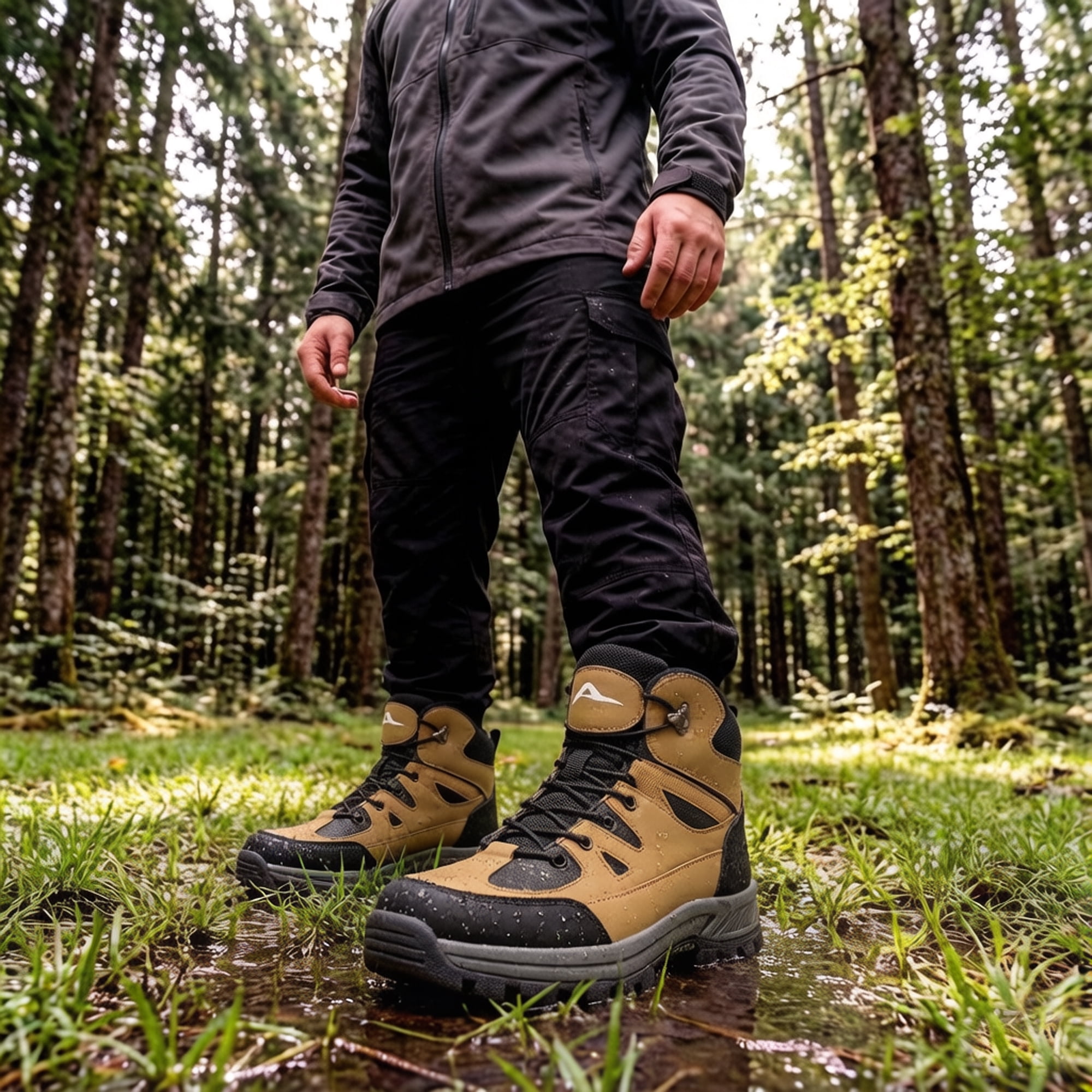MeMoride Men's Waterproof Hiking Boots Outdoor Mid Trekking Lightweight Mountaineering Shoes