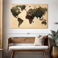 thumbnail image 3 of Elephant Stock Unique World Map Wall Art - Horizontal Canvas Wall Art - Living Room Wall Decor - Map Canvas - Brown And Green Decor - 51" x 34", 3 of 8