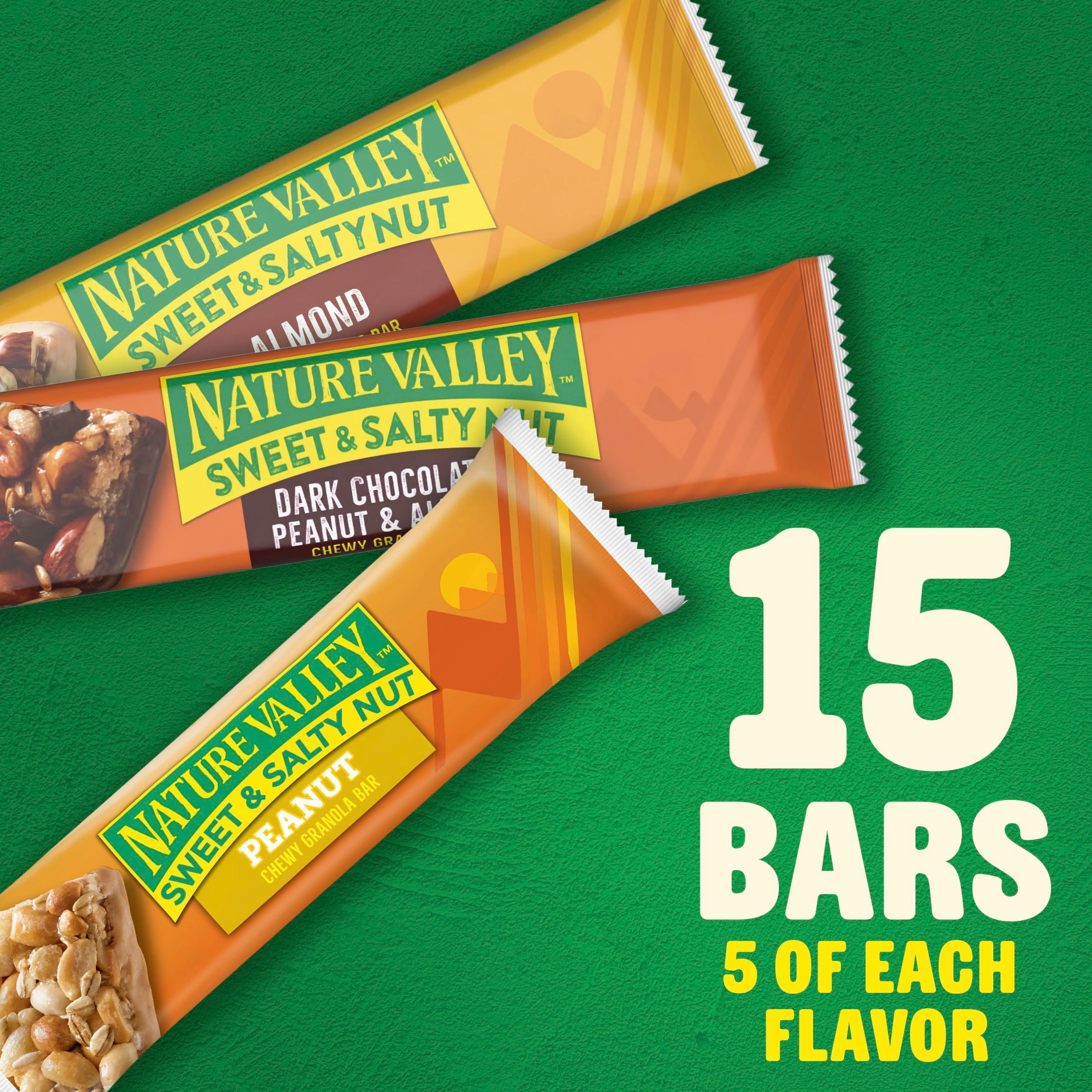 (3 pack) Nature Valley Sweet and Salty Nut Granola Bars, Variety Pack, 15 Bars, 18 oz