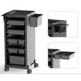 thumbnail image 2 of Soonbuy New Salon Trolley Cart with Wheels for Extra Storage, 6 Salon Trays, 1 Holder for Hair Dryers, Black, 2 of 7