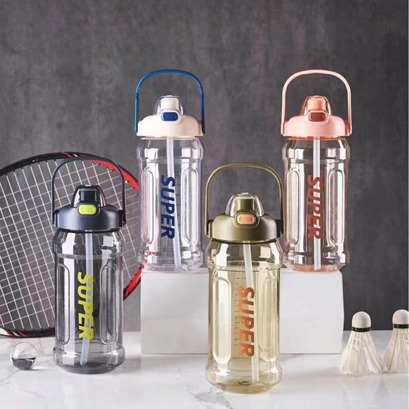 Hyknon 68oz Water Bottle Leakproof Shatterproof Sports Water Bottle with Straw & Handle Portable Plastic Suitable for School Office Fitness Pink