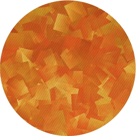 Ahgly Company Indoor Round Patterned Neon Orange Area Rugs, 7' Round