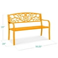 thumbnail image 3 of Best Choice Products Outdoor Steel Bench Garden Patio Porch Furniture w/ Floral Design Backrest - Marigold, 3 of 8