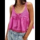 thumbnail image 1 of Camiseta Sin Mangas con Ribete de Encaje para Mujer, Estilo Y2K, con Lazo Frontal, Semitransparente, , Sin Mangas, con Cuello Redondo y Holgada. Rosa M, 1 of 9