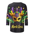 thumbnail image 5 of Penkiiy Blouse Carnaval pour Femmes Mardi Gras Mode Imprimée Décontractée Col Rond Manches 3/4 T-shirt Blouse 3TG Multicolore, 5 of 5