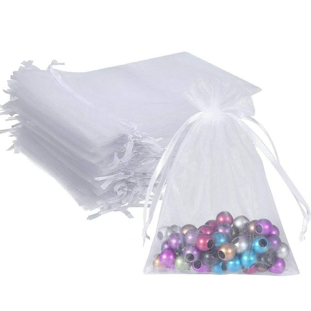 Bolsas de organza Wudygirl, 100 unidades, blancas, 13 x 18 cm, recuerdos navideños