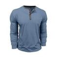 thumbnail image 5 of RYDCOT Men's Henley Long Sleeve Raglan Shirt 100% Cotton Lightweight Pullover 3-Button Placket Casual Crewneck T-Shirt for Men Light Blue, 5 of 9