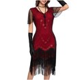 thumbnail image 4 of Hvot&aat 1920s Vintage Sequin Tassel Dress for Women High-end Banquet Round Neck Small Dress Flapper Dress, 4 of 6