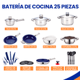 thumbnail image 2 of Flavor Kitchen Batería de Cocina 25 Piezas | Juego de Sartenes Antiadherentes y Ollas de Acero Inoxidable Quirúrgico | Compatible con Inducción | Libre de PFOA y PTFE | Set de Cocina Profesional, 2 of 7