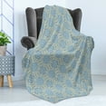 thumbnail image 4 of Orient Soft Flannel Fleece Throw Blanket, Tile in Eastern Style Ornamental Lace Tracery Swirl Geometrical Design, Cozy Plush for Indoor and Outdoor Use, 50" x 70", Pale Blue Pale Yellow, by Ambesonne, 4 of 5
