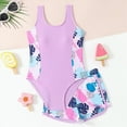 thumbnail image 2 of Gubotare Girls One Piece Swimsuit Girls One Piece Swimsuits Bathing Suit with Wide Straps Hawaiian Summer Swimwear for Girls Size 5-6 (Purple,5-6 Years), 2 of 8