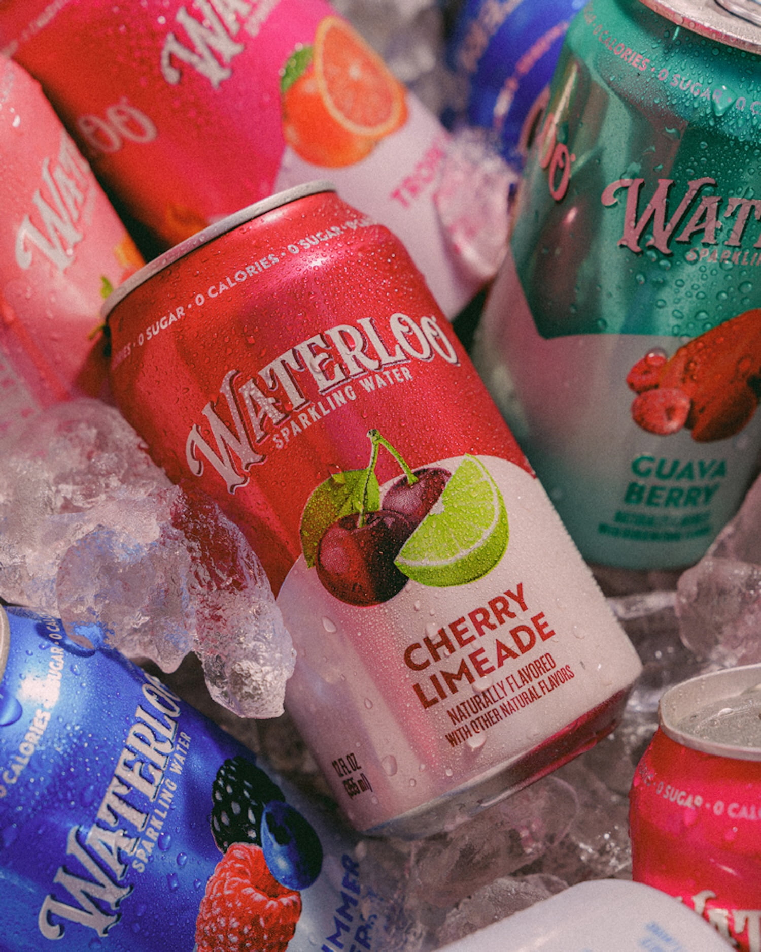 (3 pack) Waterloo Sparkling Water, Cherry Limeade, 12 fl oz, 8 Pack Cans