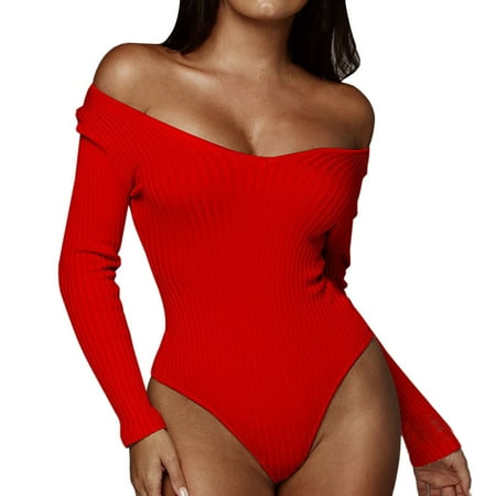 

Wozhidaose Jumpsuits for Women Womens Sweetheart Square V Neck Short Sleeve Long Sleeve T Shirts Tops Bodysuits Rompers for Women