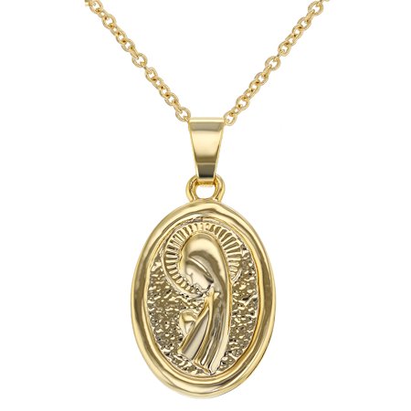 baptism virgin pendant mary 18k christening plated jewelry gold