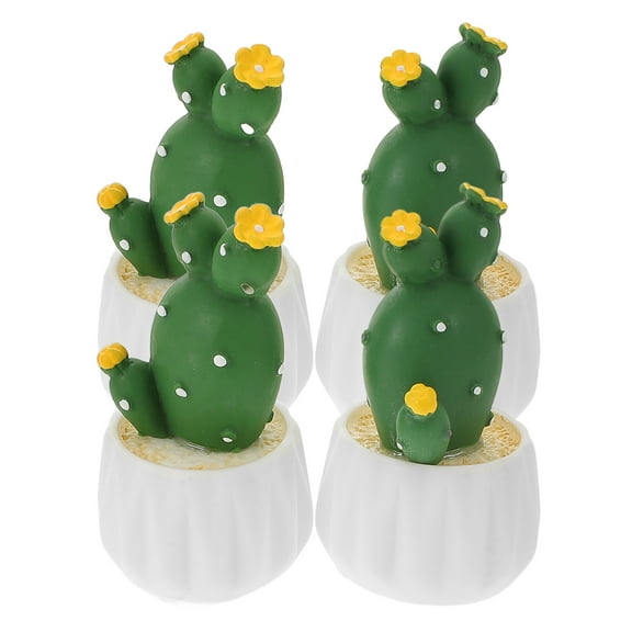 4 Pcs Cactus Ornament Faux Plant Artificial Plants Indoor Light Green