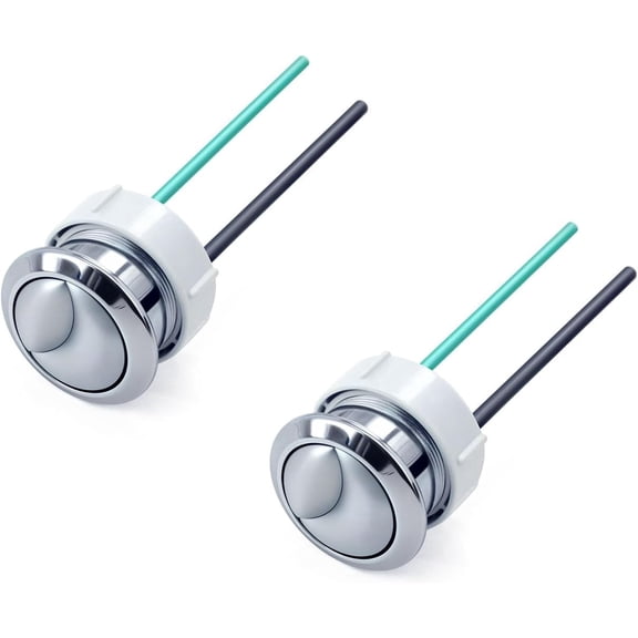 ABCISI Dual Flushing Toilet Push Button Spare Parts, Top Toilet Button Replacement, Satin Chrome Toilet Parts with 1.5inch Hole in the Toilet Tank Lid (2-Pack)