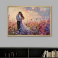 thumbnail image 3 of IDEA4WALL Framed Canvas Print Wall Art Romantic Twilight Embracing Couple in Flower Field Art Aesthetic Portrait & Wildflowers Wall Decor Calm/Relax/Zen for Living Room, Bedroom - Natural 16"x24", 3 of 5