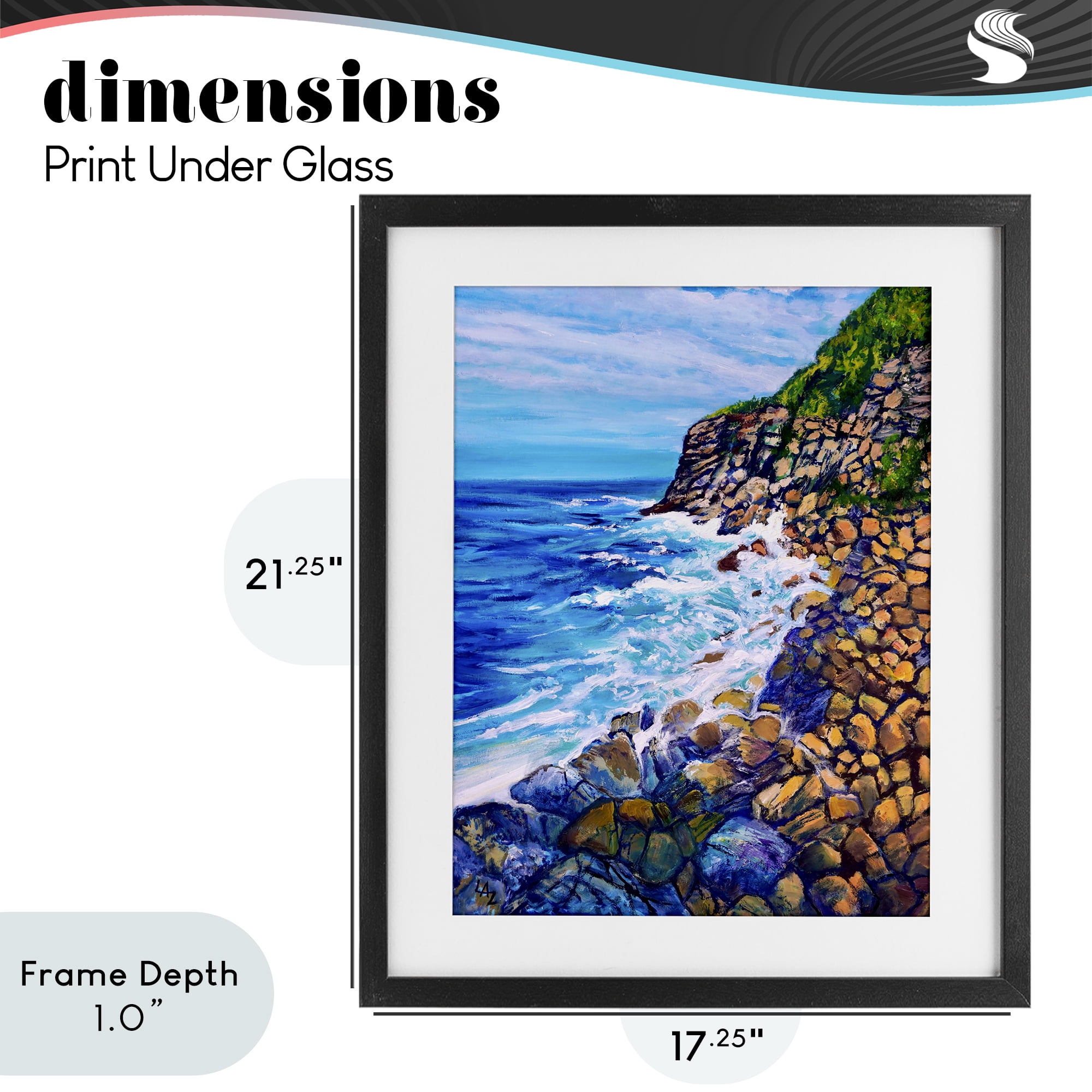 Stupell Industries Cliffside Ocean Spray Black Framed Print Under Glass, design by Lee Ann Zirbes