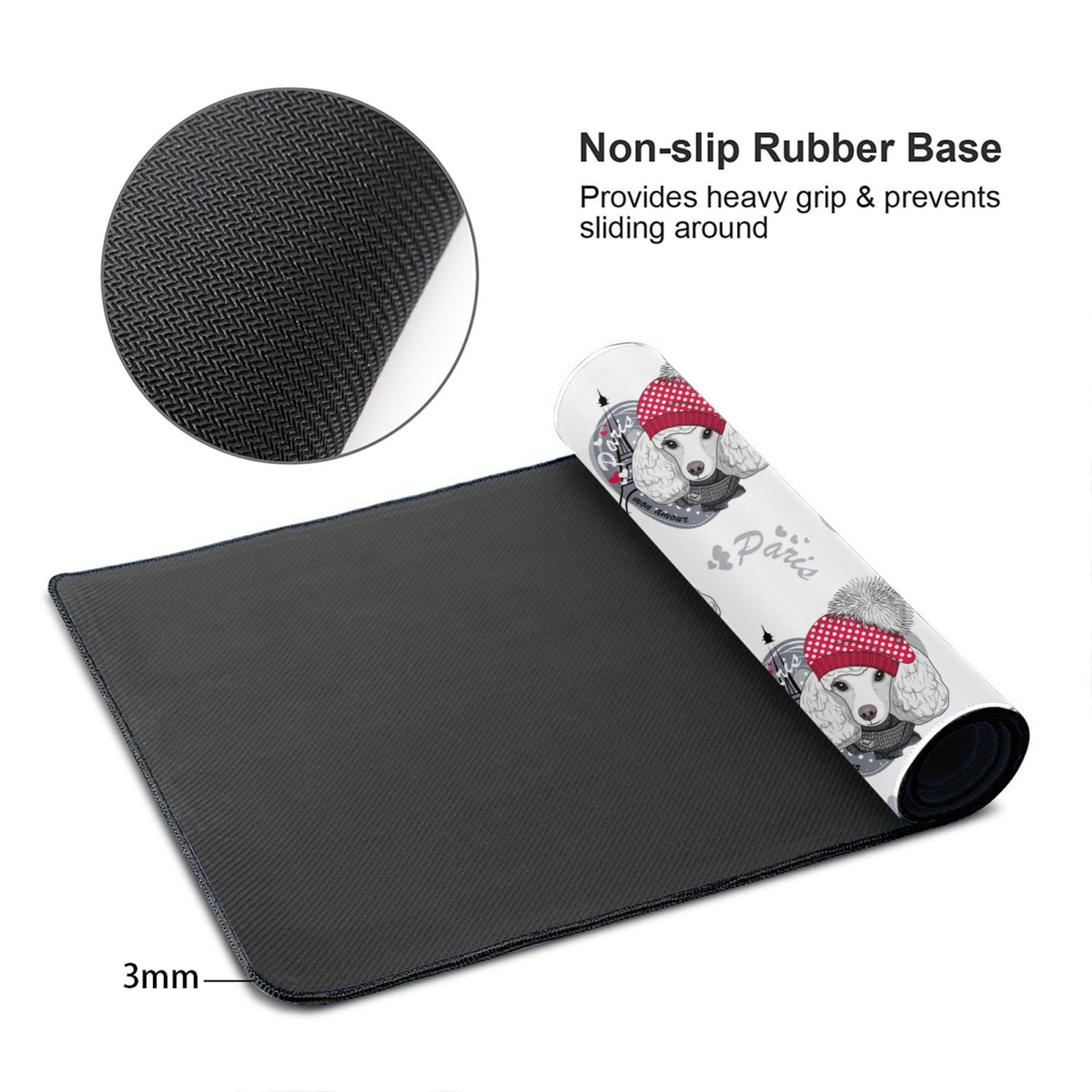 Kdxio Cute Poodle Dog Print Large Gaming Mouse Pad,Non-Slip Base,Water Resist Keyboard Pad for Gamer,Office & Home,29.5 x 15.8 in