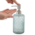thumbnail image 3 of 1 Pc Simple Cylindrical Soap Pump Dispenser for Bath 500ml Blue Silver Tone, 3 of 6