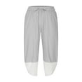 thumbnail image 5 of AXXD Basketball Shorts Men Summer Cotton Linen Patchwork Capris Pocket Drawstring White Pants Hem CasualShorts Capris Father's Day Gift, 5 of 7
