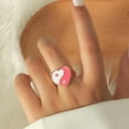 thumbnail image 3 of Anillos de corazón de amor Yinane Trendy Heart Rings Blanco y rosa, 3 of 8