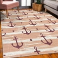 thumbnail image 3 of Marine Decorative Rug, Anchors and Skulls Crossed Bones Dots Pirate Horror Fear Seaman Illustration Art, Quality Carpet for Bedroom Dorm and Living Room, 6 Sizes, Mauve Taupe, by Ambesonne, 3 of 4