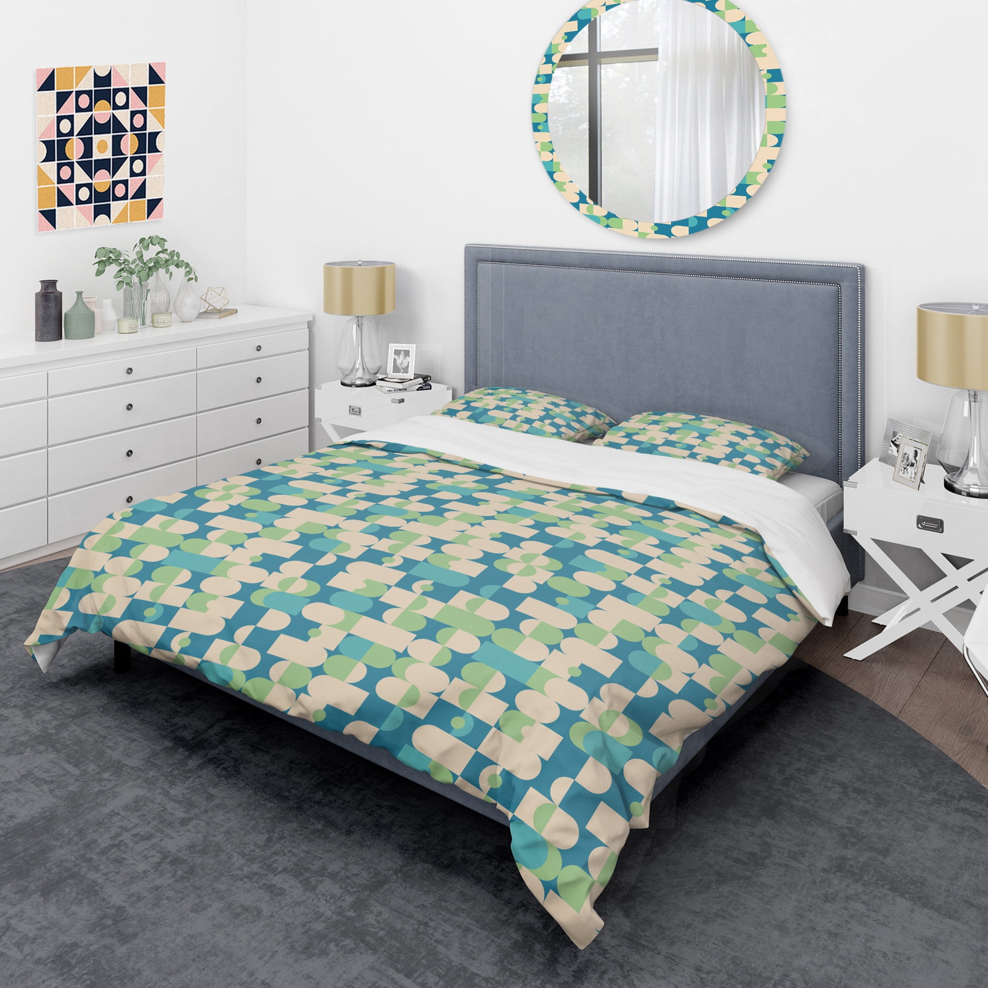 Designart 'Retro Abstract Pattern I' Mid-Century Modern Duvet Cover Set