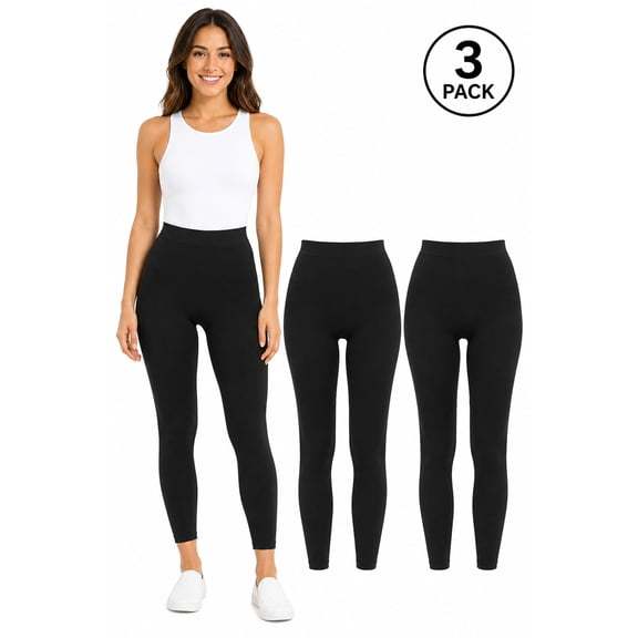 FashionStream High Waist Seamless Stretch Leggings, Women's Juniors, 3 Pack