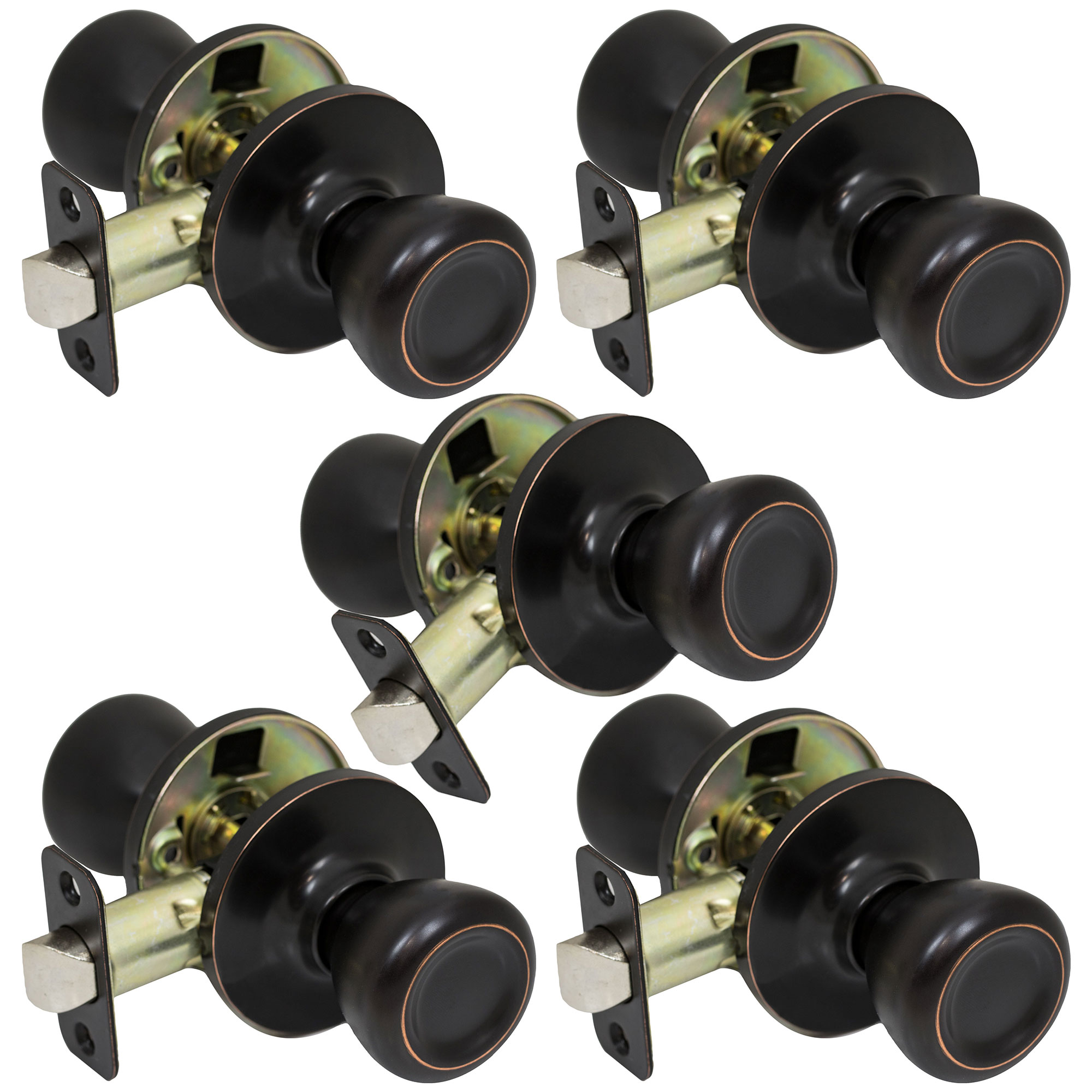 5 Pack of ProGrade Classic Passage Hallway Closet Door Knobs Handles