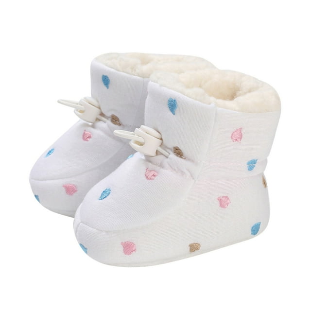 TIEVOSA Chaussures Bottines Chaudes Chaussures Mode à Imprimé Bottes Non Respirantes 6-12 Mois (Blanc)