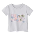 thumbnail image 4 of PMVFHDE T-Shirt pour Filles T-Shirts Graphiques Mignons Hauts d'Été pour Filles Enfants Pâques T-Shirt Graphique Mignon Col Rond Manches Courtes T-Shirt Décontracté d'Été Blanc, 1-2 Ans, 4 of 4