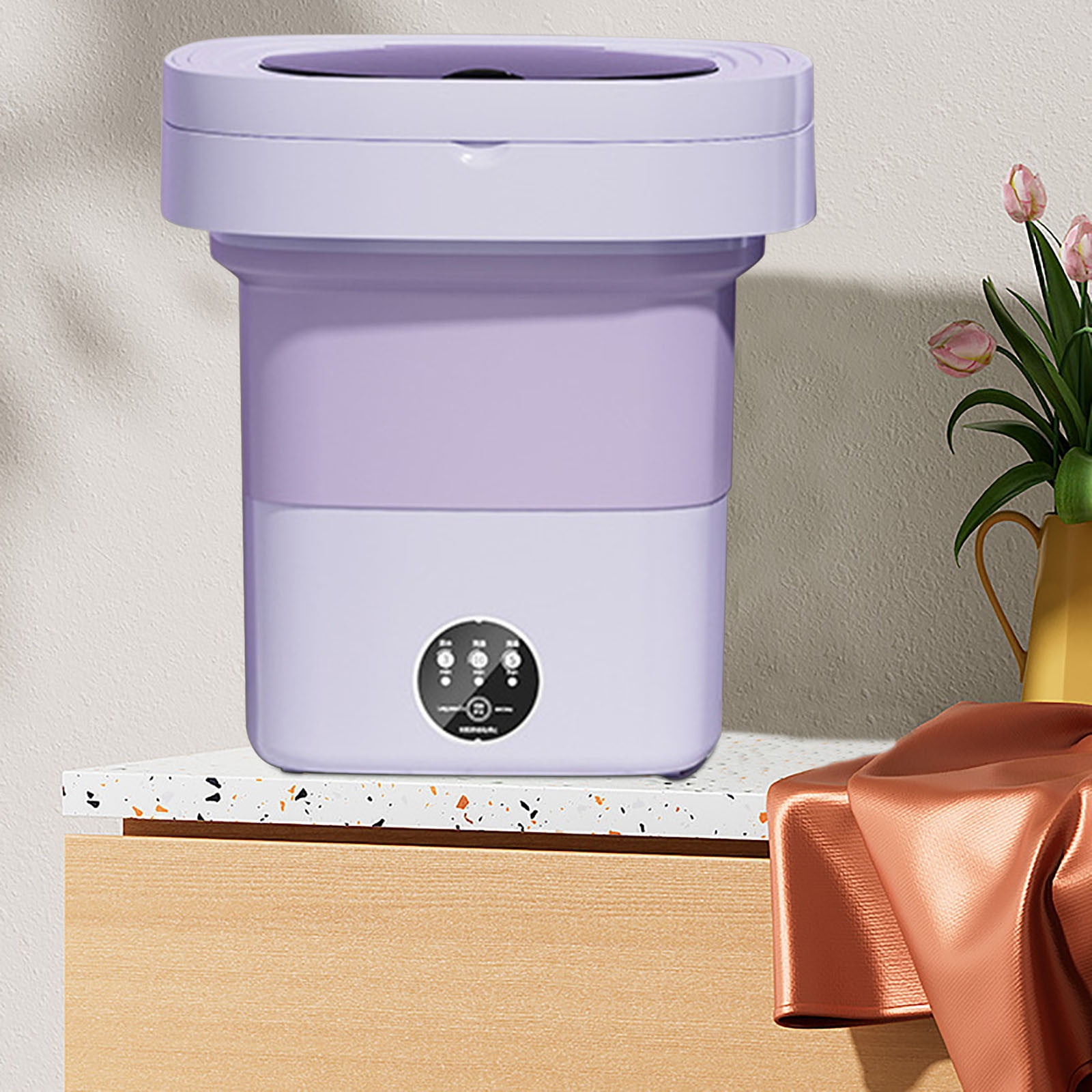 FHBVT Folding Portable Mini Washing Machine 8.5L Large Capacity 3 Intelligent Cleaning Modes Foldable Space-Saving Dehydration Function for Dormitory Travel Home Underwear Baby Clothing Washing
