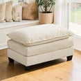 thumbnail image 2 of GZXS 35" Upholstered Ottoman in Chenille Fabric - Versatile Footrest/Seat for Lounge, Bedroom, Living Room, Beige, 2 of 7