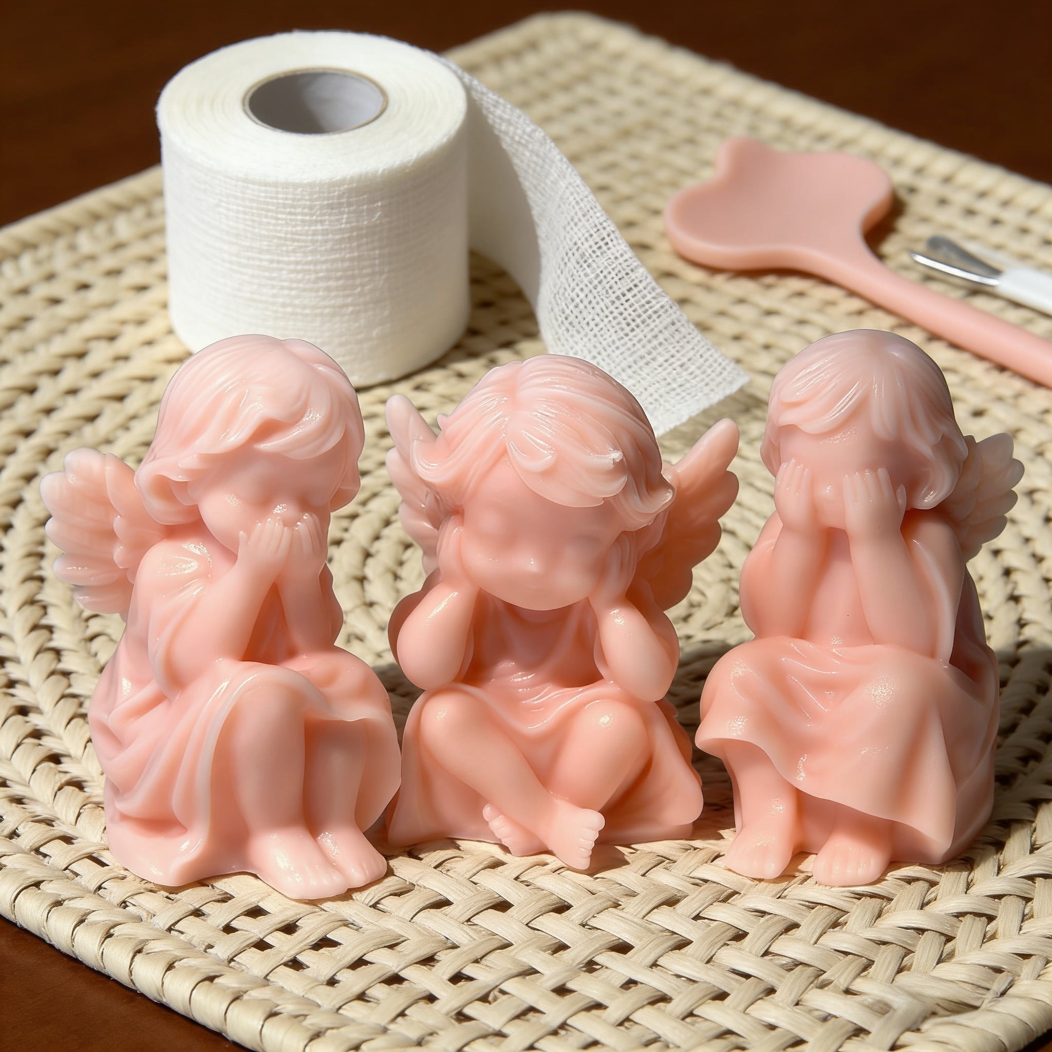3PCS 3D Cute Angel Silicone Molds Mini Angel Candle Soap Mold Cherubs Epoxy Resin Mold Silicone Angel Mold for Chocolate, Candy, Cake Decor, Soy Wax Candle, Soap, Polymer Clay, Plaster, Resin Art