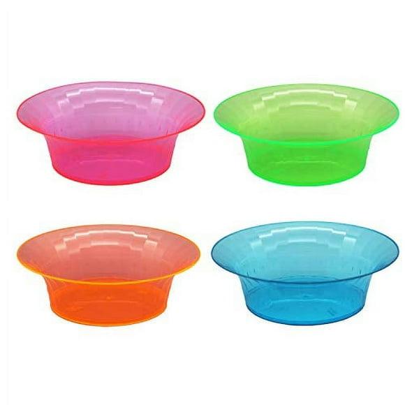Party Essentials N102090 Salad/Snack Bowls, Hard Plastic, 10 oz, Assorted Neon