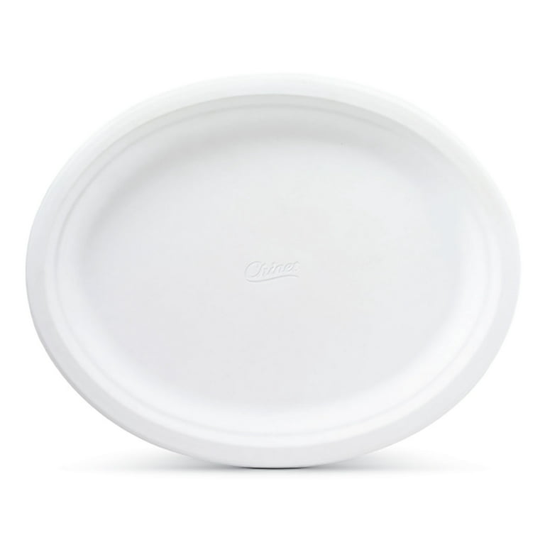 Chinet Classic® Premium Disposable Paper Platters, White, 12 ⅝ x 10, 30  Count 