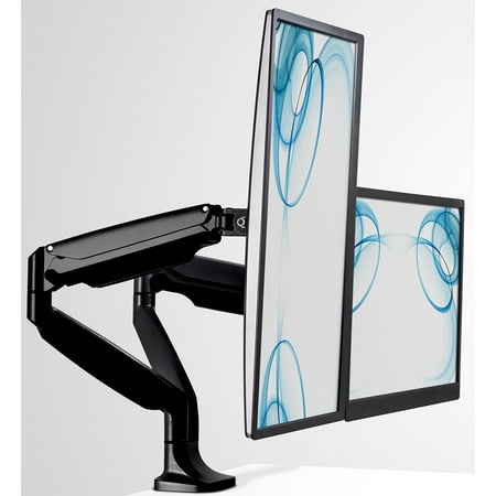 Mount-It! - Full Motion Dual Monitor Desk Mount With Gas Spring Arms - Black
